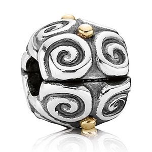 Pandora Elemental Flow 14K Gold 925 Sterling Silver Clip Charm Bead